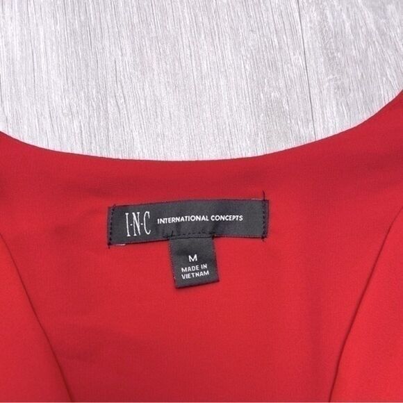 Red Faux Wrap Top M - Picture 2 of 4